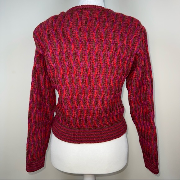 Liz Claiborne Vintage 100% Wool Cable Knit Cardigan, Petite L, Bold Retro - Picture 9 of 13